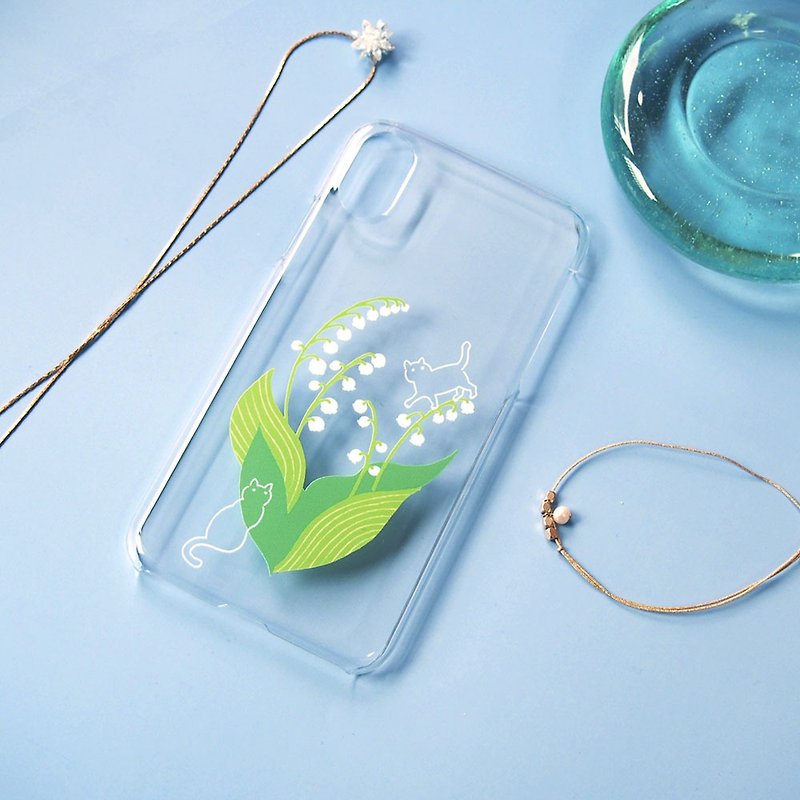 Clear iPhone case - Lily of the valley and Cat - - Phone Cases - Plastic Transparent
