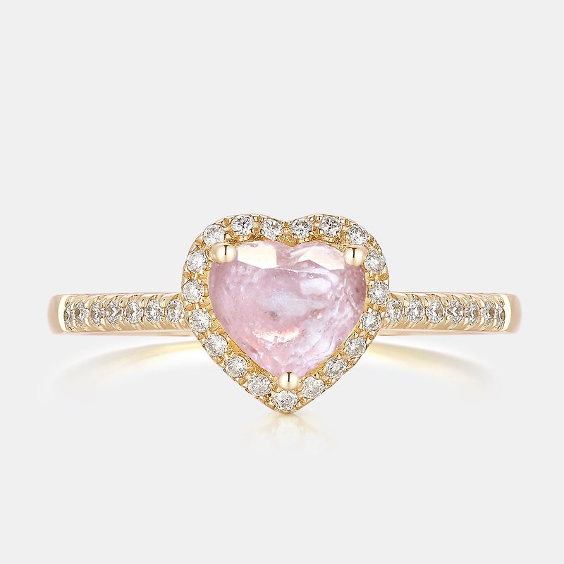 骨灰毛髮紀念玻璃 戒指 K金戒指 - 心形鑲鑽設計 KRL02 - 戒指 - 玻璃 粉紅色
