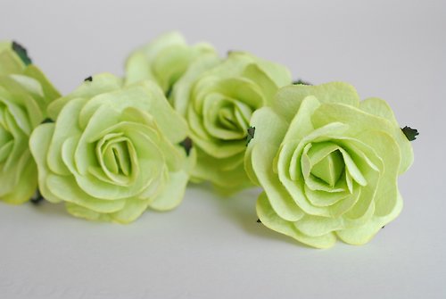 makemefrompaper Paper Flower, 20 pieces DIY supplies mulberry rose size 4.5 cm., green color.