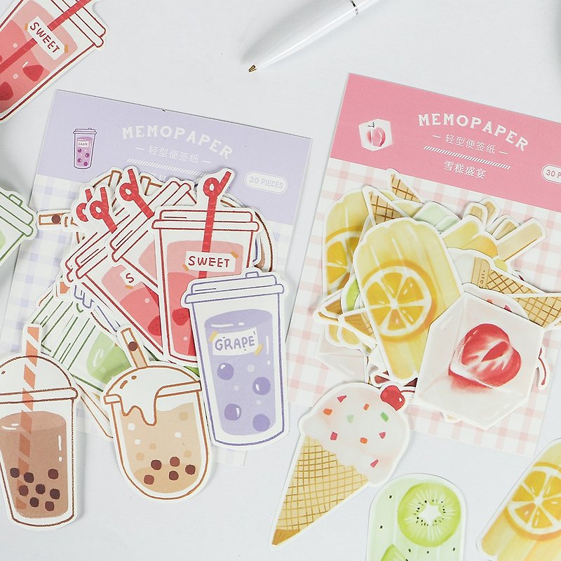 Hisome 嗨森Maya note paper light note paper non-sticky [summer ice drink series] - Sticky Notes & Notepads - Paper Multicolor
