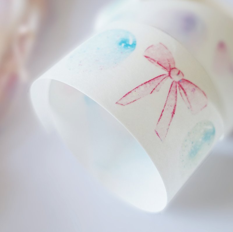 鯨魚泡泡 2.5cm 帶離型紙 紙膠帶 - 紙膠帶/和紙/PET - 紙 粉紅色