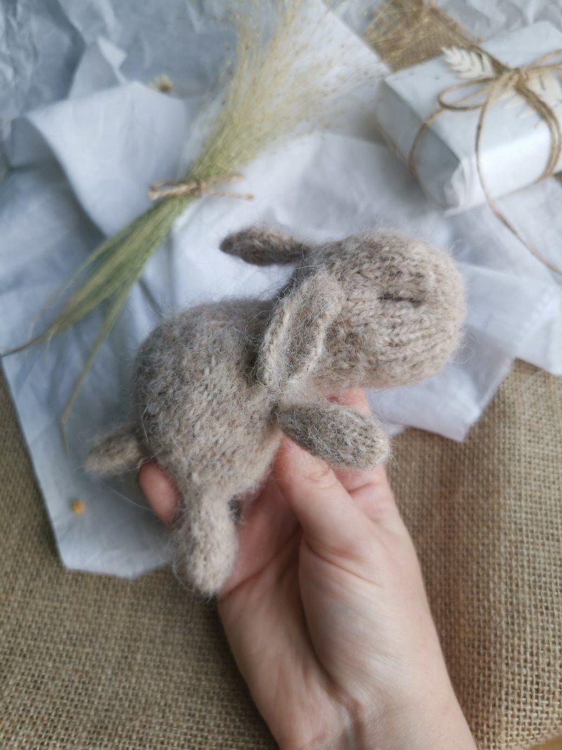 sleeping bunny toy baby shower gift, newborn photo prop set, stuffed animal - Kids' Toys - Wool Khaki