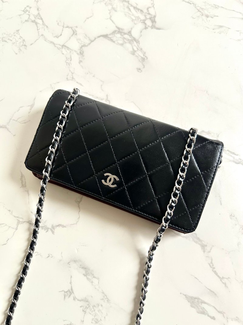 中古包 Chanel黑色WOC 斜背包 側背包 單肩包 長夾 錢包 皮夾 - 側背包/斜背包 - 真皮 黑色