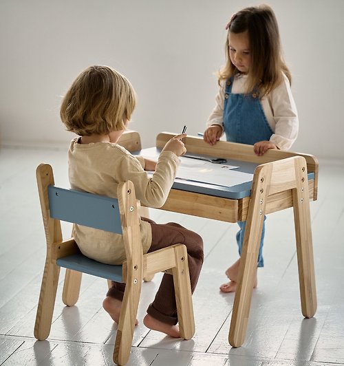 ODEAS 木製兒童桌椅 幼兒桌椅套裝 蒙台梭利家具