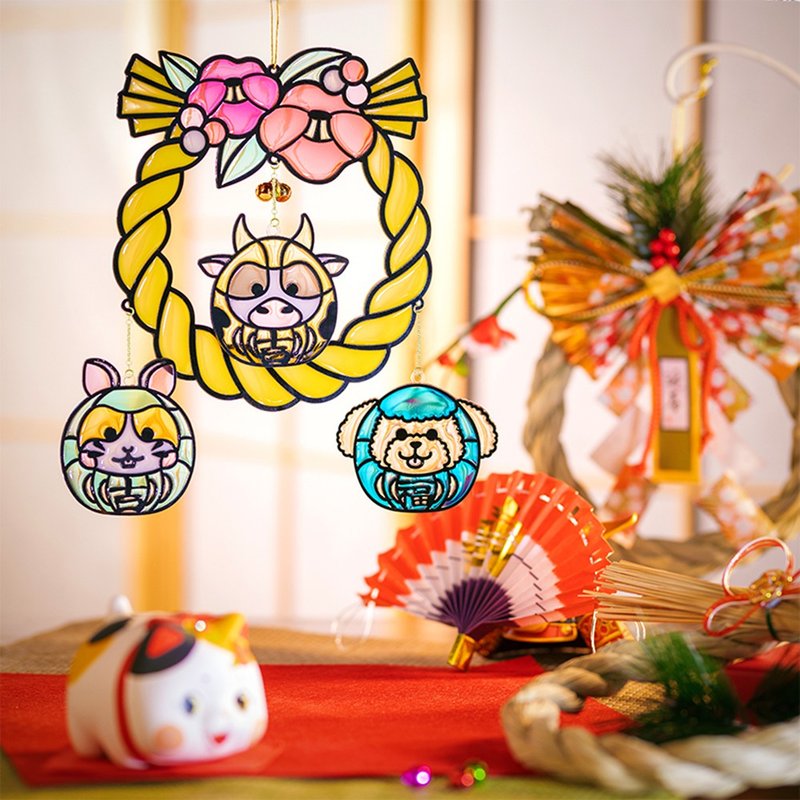 動物達摩彩繪注連繩【Moko Bastet】新年 龍年 揮春 春聯 福貼 - 紅包袋/春聯 - 樹脂 多色