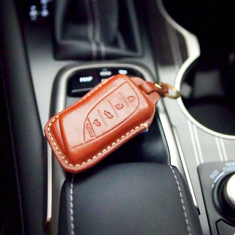 Lexus ES NX IS UX RX LM Lexus car handmade key leather case Japanese cow leather - Keychains - Genuine Leather 