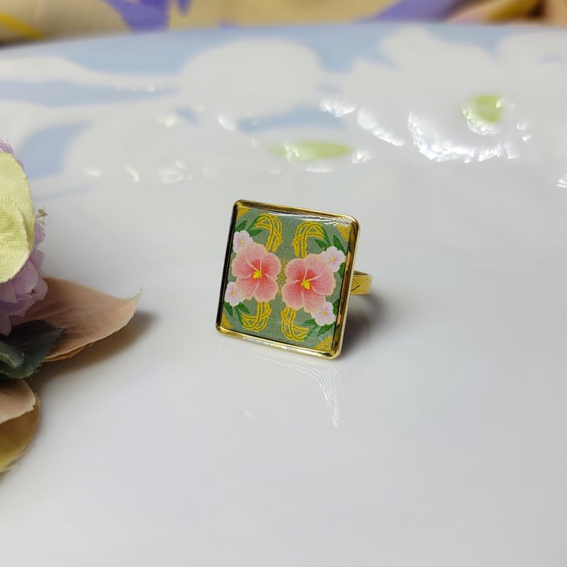 處暑 節氣花磚 手作 戒指 徽章 別針 - 戒指 - 銅/黃銅 多色