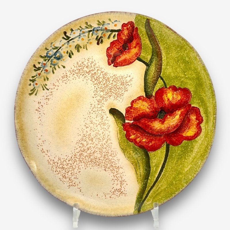 義大利手工陶- TF花開之地 淺盤 27cm - 盤子/餐盤/盤架 - 陶 綠色