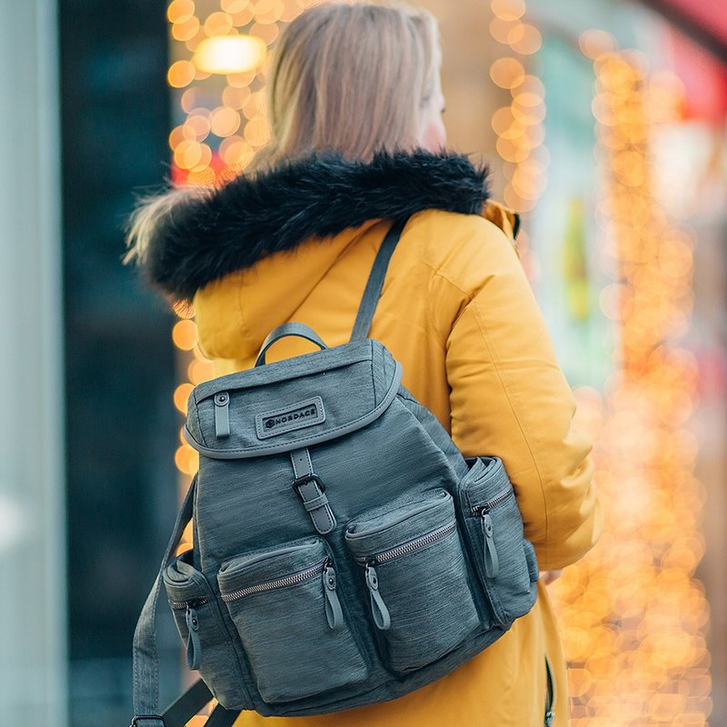 Comino Mini Daypack - Charcoal Grey | Drawstring Backpack, Water-Repellent, Rucksack - กระเป๋าเป้สะพายหลัง - เส้นใยสังเคราะห์ 