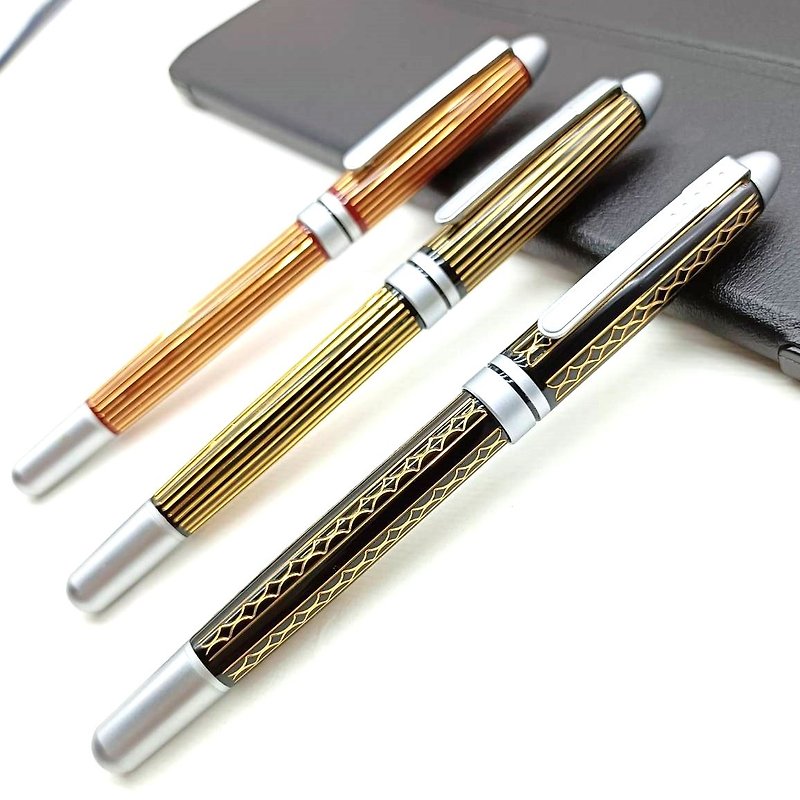 Two-color engraved straight wavy steel ball pen German Schmidt 888F steel ball pen refill - Rollerball Pens - Other Metals 