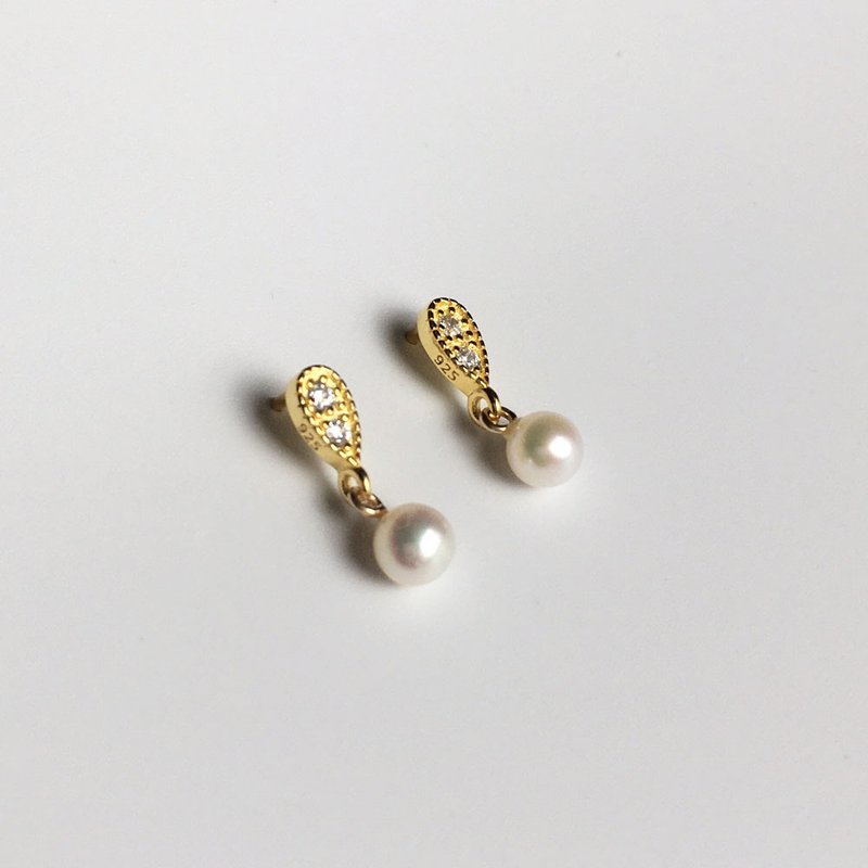 Silver Pearls Earring - 耳環/耳夾/耳骨夾 - 珍珠 白色