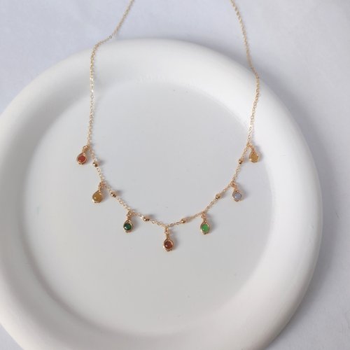 ハンドメイド 多色天然石➕翡翠　ネックレス ハンドメイド 多色天然石➕翡翠 ネックレス