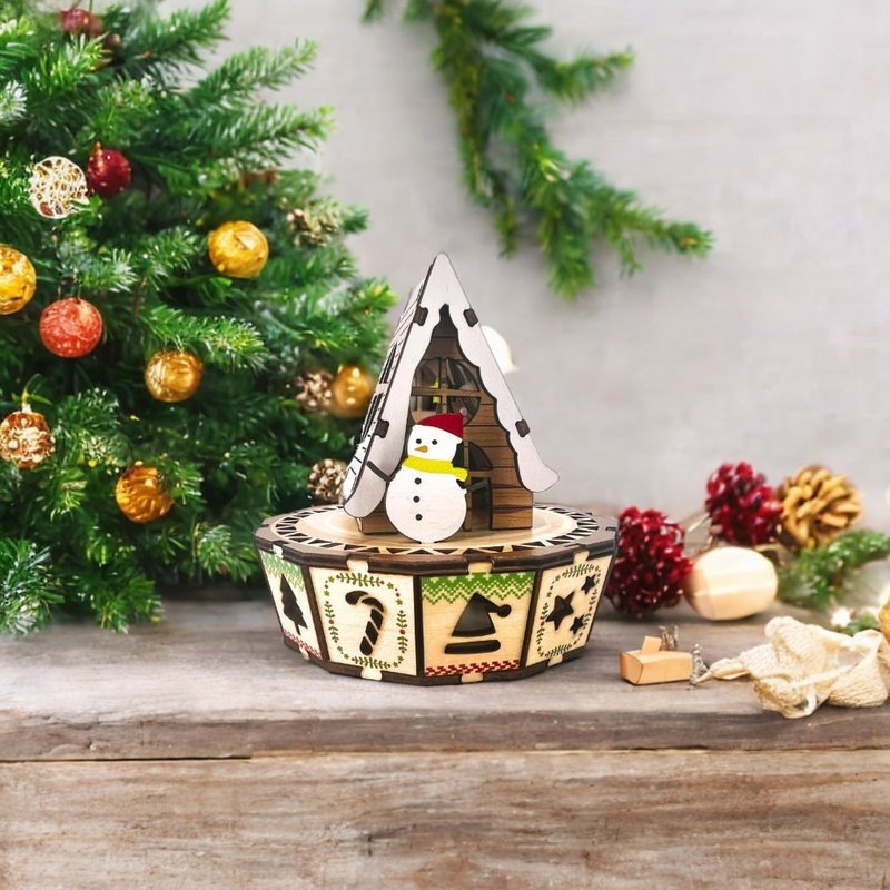 TeamGreen 3D木拼圖 | 迷你氣氛燈(看!小木屋) | 節日裝飾 - 拼圖 - 木頭 白色