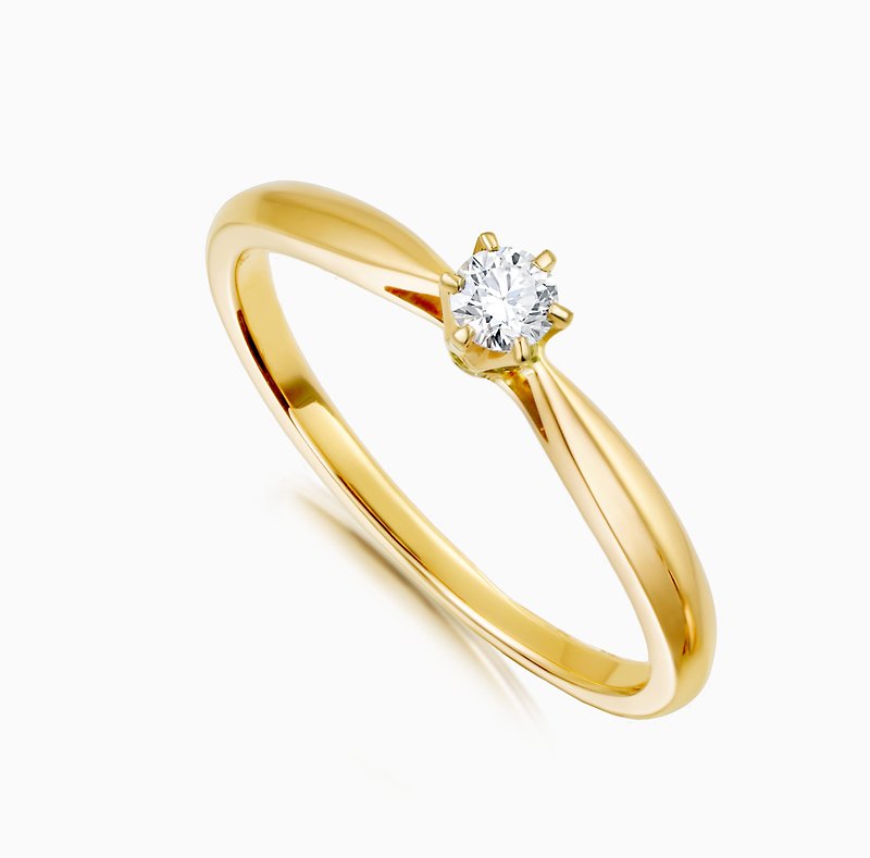 K金戒指 Freya 鑽石戒指 經典六爪 沈穩奢華的質感品味 - 戒指 - 貴金屬 多色