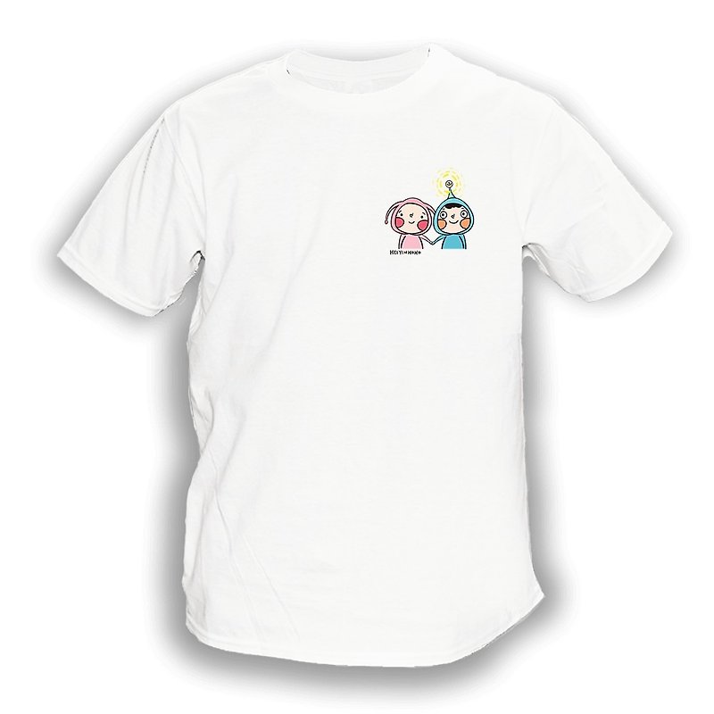 Be With Me Pocket T-shirt - เสื้อฮู้ด - ผ้าฝ้าย/ผ้าลินิน ขาว