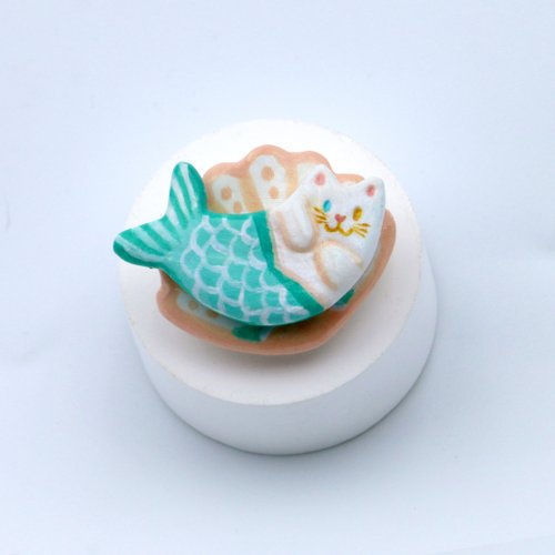 GOKIBUN Handmade 【是橘貓也是美人魚】的手繪粘土旋轉戒指 手作設計師戒指