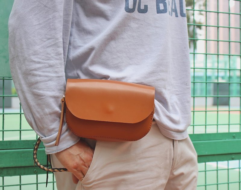 Tanela 3-in-1 beige color shoulder bag/hand carry bag/waist bag - Clutch Bags - Genuine Leather Brown