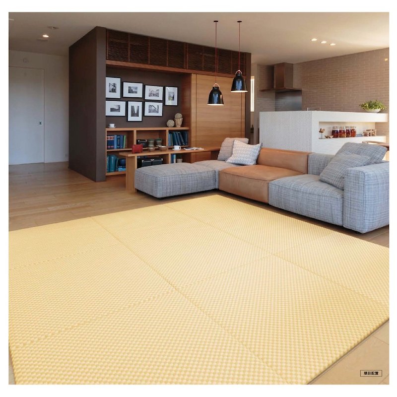 Japanese weaving series – two-piece set of Ichimatsu and Daohuang - พรมปูพื้น - พลาสติก สีเหลือง