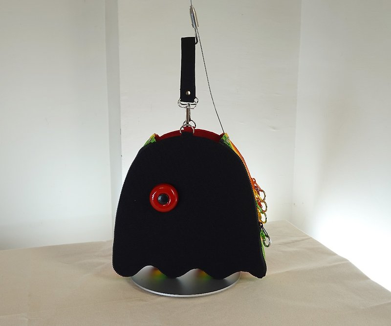 Black and Red Canvas Handbag with a red eye.look It looks like a running Blinky. - Handbags & Totes - Cotton & Hemp Multicolor