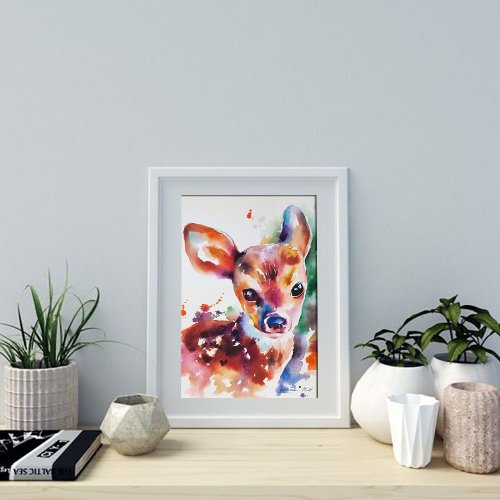 水彩画　鹿　動物　絵画　アート　インテリア　美術品　長崎 Amazon.co.jp: 絵画 森の中の鹿インテリア 絵画 超リアルな動物