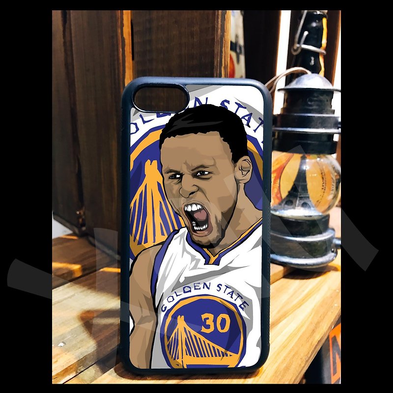 CURRY Warriors NBA Hand Painted Custom Phone Case iPhone 14 13 12 11 X 8 7 - เคส/ซองมือถือ - ซิลิคอน 