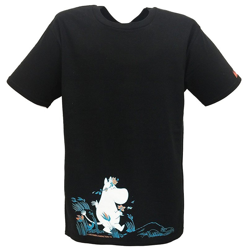 Moomin 噜噜 米 Authority-T-Shirt 【Give Me My Love】 Adult Short Sleeve T-shirt - เสื้อยืดผู้หญิง - ผ้าฝ้าย/ผ้าลินิน สีน้ำเงิน