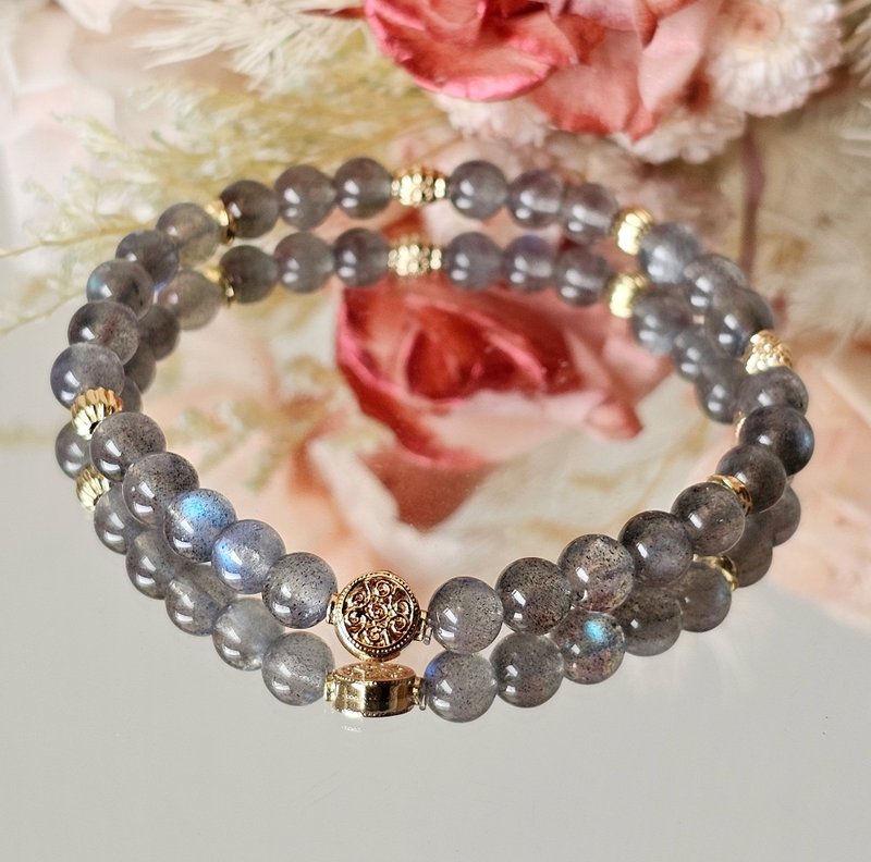 超強ブルーラブラドライト-約5.8mm/クリスタルブレスレット/穏やかで落ち着いた/ポジティブエネルギー - ブレスレット - クリスタル 多色