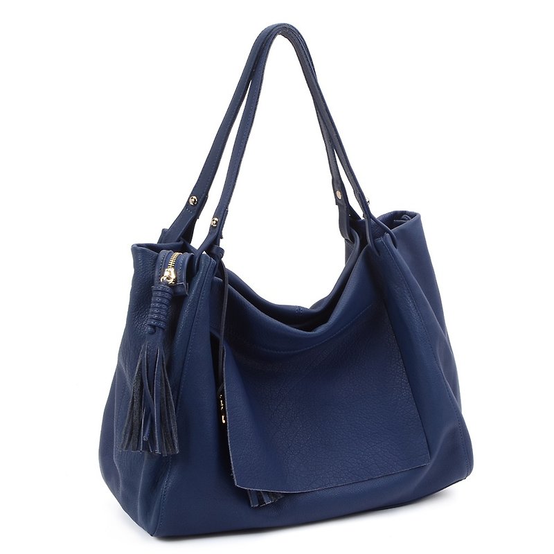 La Poche Secrete: French girl handsome package _ _ blue sky real leather shoulder bag slung dual _1974 - Messenger Bags & Sling Bags - Genuine Leather Blue