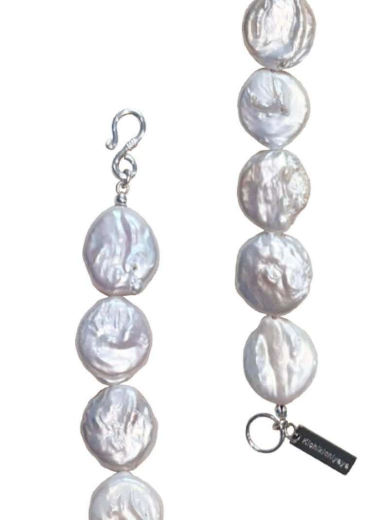 Flat Pearl Bracelet 041 - 手鍊/手環 - 珍珠 銀色