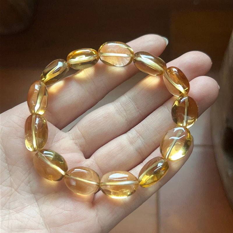 Emerald gift. Niancui-citrine raw ore bracelet-natural without heating and adding color - สร้อยข้อมือ - เครื่องประดับพลอย สีเหลือง