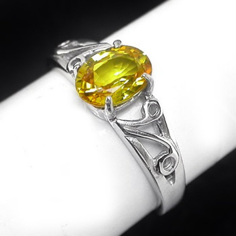 Real 2.25 ct.Genuine yellow sapphier ring silver sterling size 7.0 free resize - General Rings - Sterling Silver Yellow