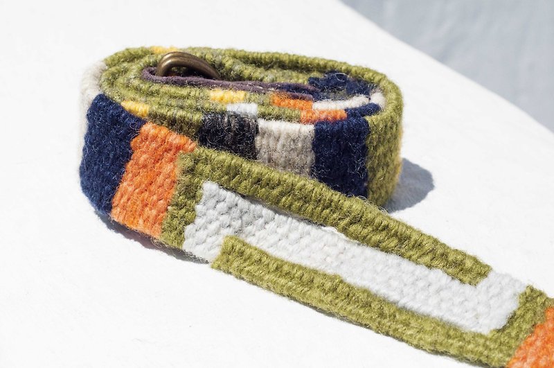 Boyfriend Gift Woven Wool Belt / Tibetan Weave Belt - Tropical Moroccan Desert Geometry - Belts - Wool Multicolor
