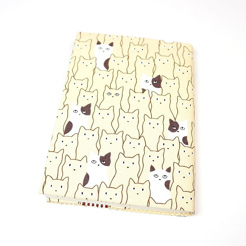 A5調節可能な母の手帳クロスブックカバー - 猫（コーヒー） - ブックカバー - コットン・麻 ブラウン