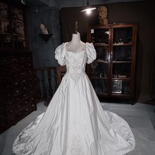 1870年代のアンティークウェディングコットンドレス 50年代のアンティークレースのウェディングドレス - ショップ
