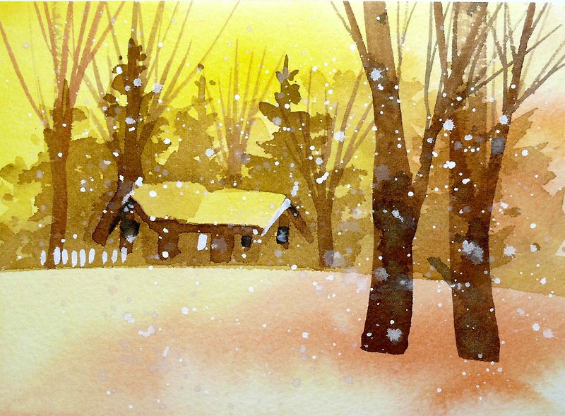 Nostalgic Forest Series 496-Watercolor hand-painted limited edition postcard/commemorative card - การ์ด/โปสการ์ด - กระดาษ สีนำ้ตาล