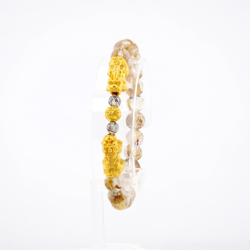 Polygram Jewelry-Gold Pixiu Titanium Crystal Bracelet - สร้อยข้อมือ - ทอง 24 เค 