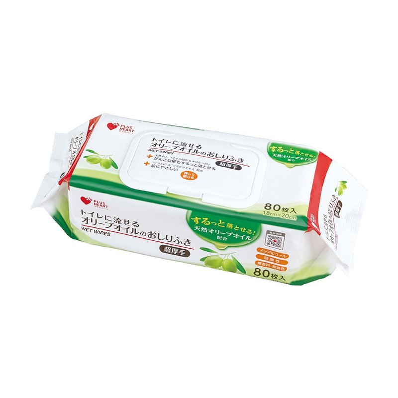 橄欖油濕紙巾(含蓋)80枚入(可沖馬桶)-長照適用 - 毛巾/浴巾 - 其他材質 白色