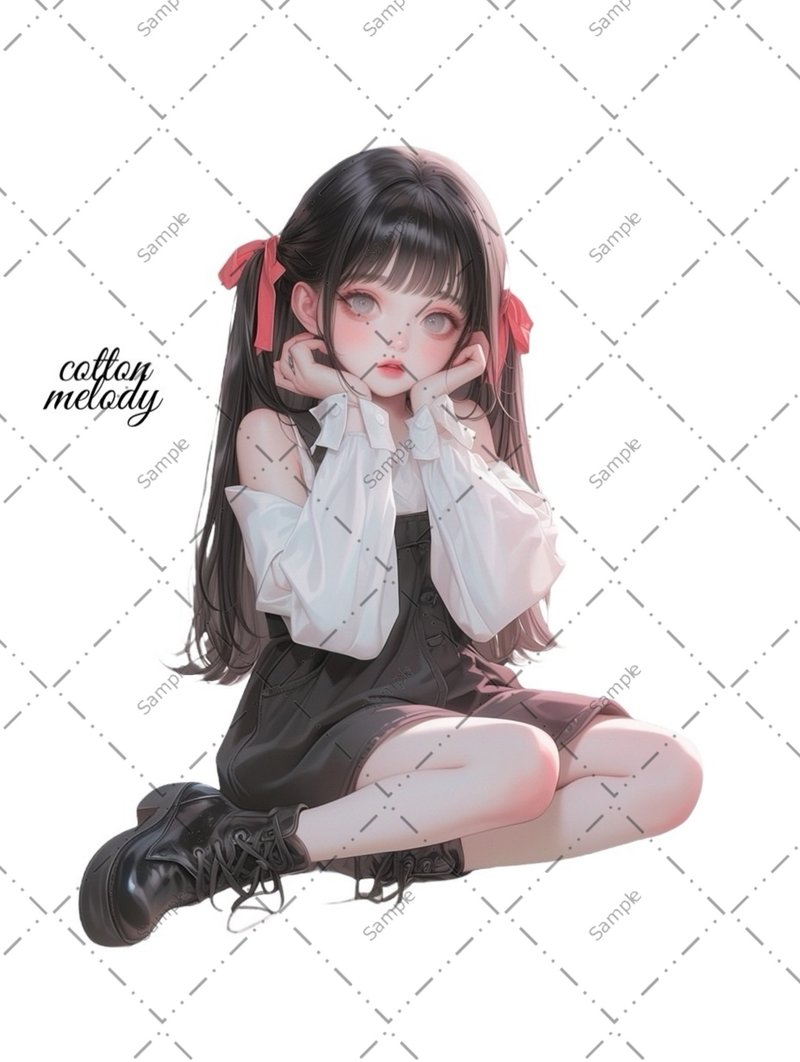 original sticker no.1274 人物ステッカー オリジナルステッカー 人物ステッカー 女の子ステッカー オリジナル人物ステッカー - 貼紙 - 紙 