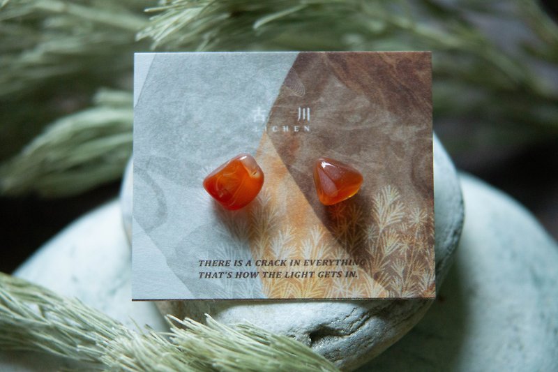 CRACK | Mineral earrings | EARRINGS - ต่างหู - หยก สีแดง