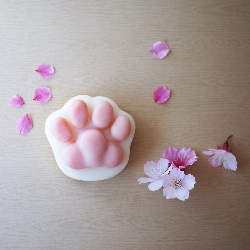Shea Butter Cat Paw Soap (For Body) - sakura (Cherry Blossoms) - ครีมอาบน้ำ - พืช/ดอกไม้ ขาว
