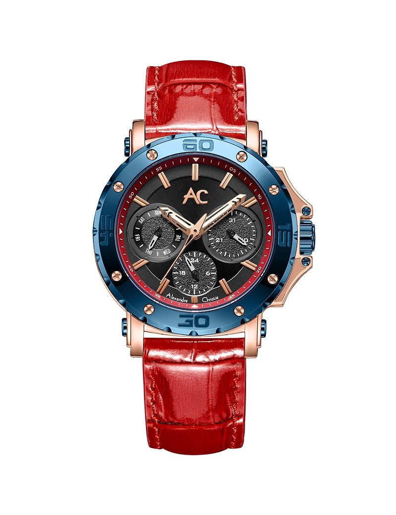 [AC Watch] Women's Watch 9205BFLURBA-azure blue red - Women's Watches - Stainless Steel 