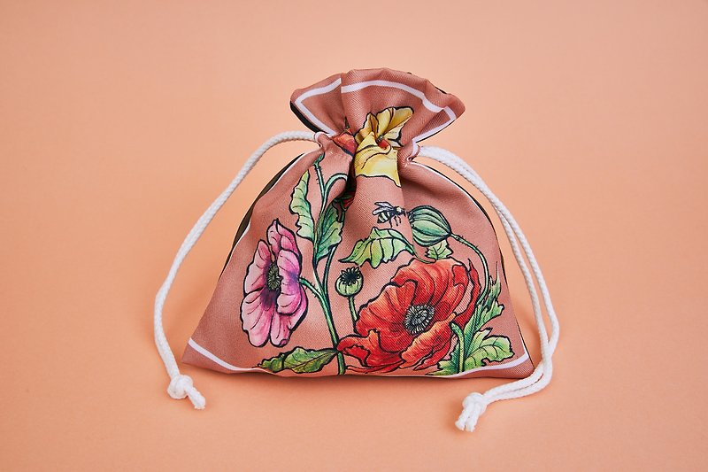 Poppy Floral Pouch Bag - กระเป๋าเครื่องสำอาง - ไนลอน 