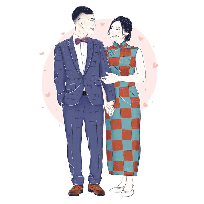 nah婚紗似顏繪 | 客製 似顏繪 寵物 情侶 婚禮 電子檔 禮物 - 電子似顏繪/繪畫/插畫 - 紙 