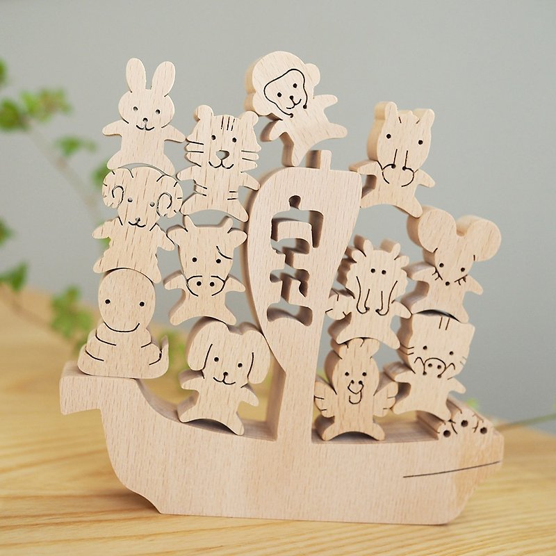 知育玩具 木のおもちゃ 宝船にのった 干支 おぼえ隊 誕生日 ギフト 幼児 知育 パズル 動物 日本製 - 知育玩具・ぬいぐるみ - 木製 