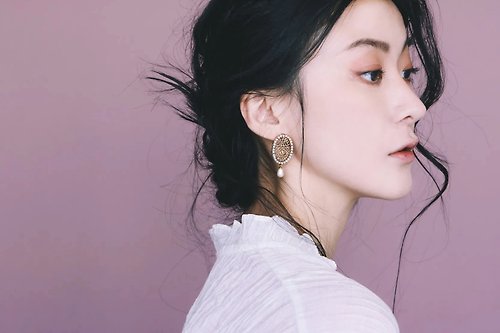 COR-DATE COR-DATE / 玫瑰圖騰珍珠耳環