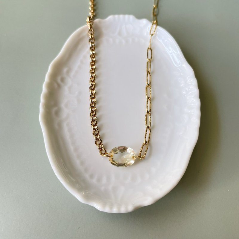 Citrine chain necklace - สร้อยคอ - เครื่องประดับพลอย สีเหลือง