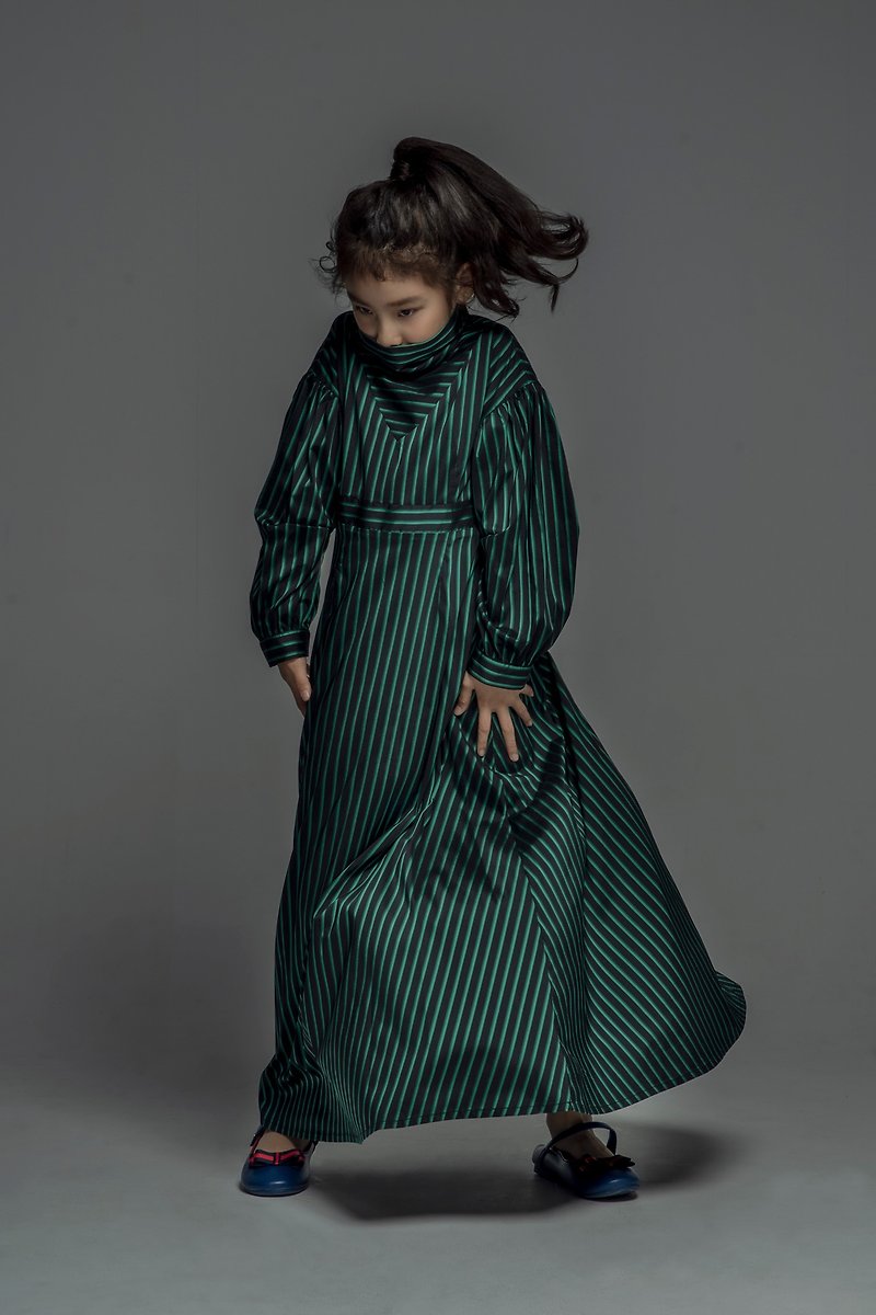 Volume Sleeve Dress in Stripe Print / FW2019 - 童裝禮服 - 其他材質 