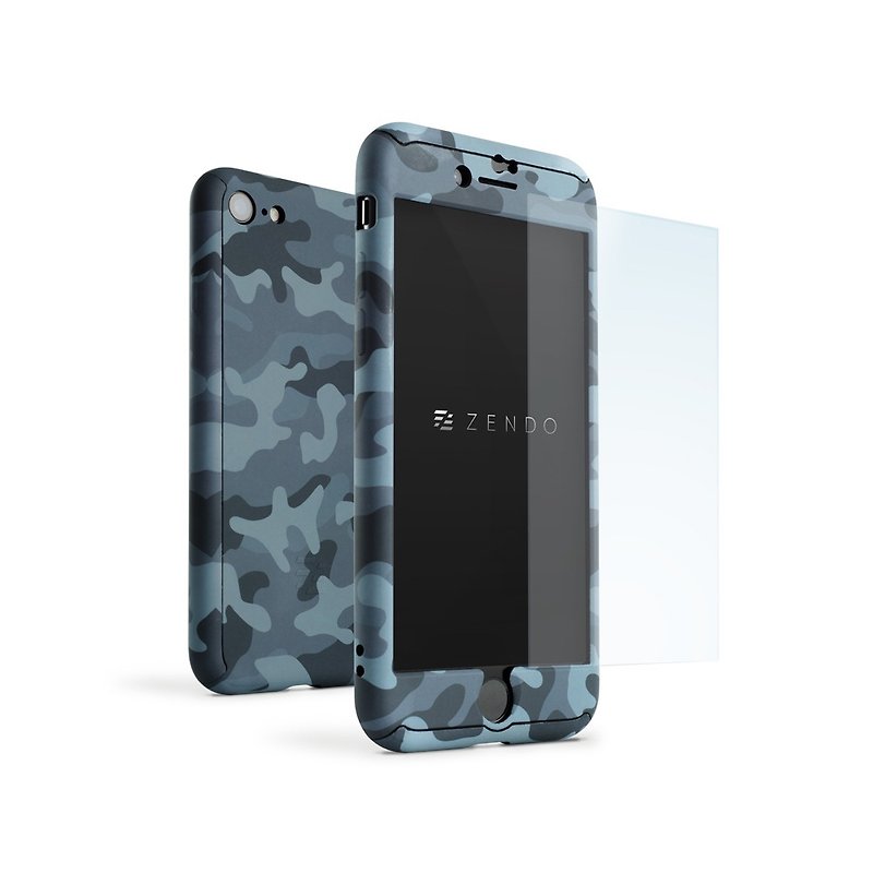 ZENDO iPhone 7 Special NanoSkin EX Full Cover Case - Camouflage Blue (4589903520052) - เคส/ซองมือถือ - วัสดุอื่นๆ สีน้ำเงิน