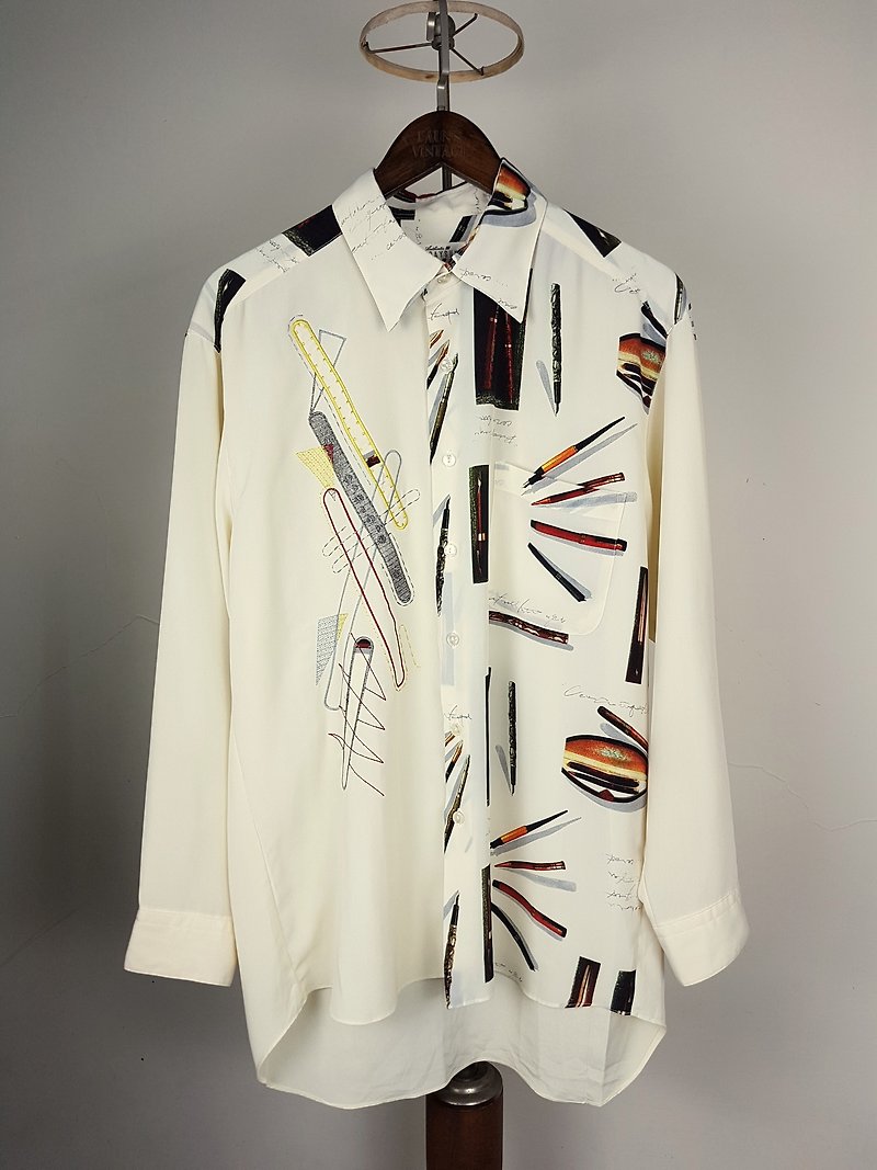 KING GEK - Japan - Stationery Controlled Embroidered Vintage Shirt VINTAGE - Men's Shirts - Polyester 