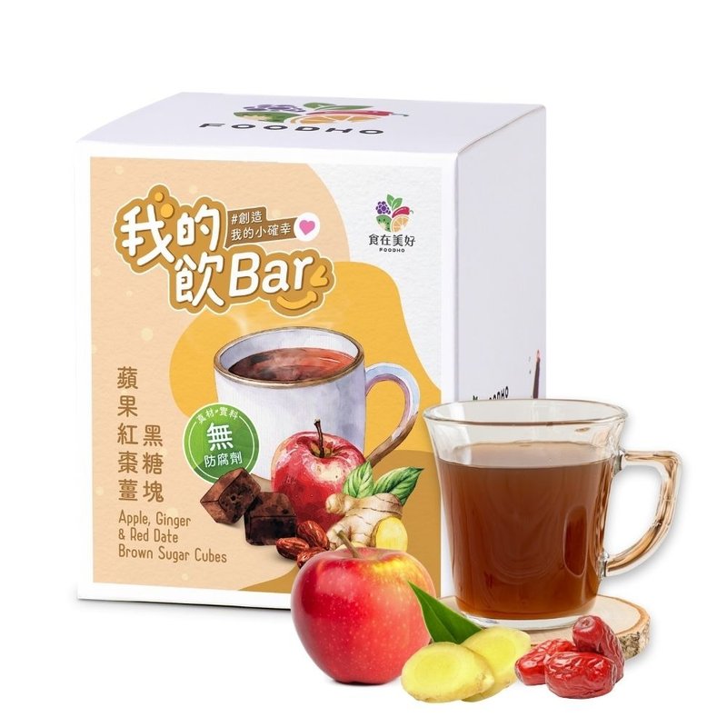 食在美好 我的飲Bar 蘋果紅棗薑黑糖塊17gX16入盒裝 - 蜂蜜/黑糖 - 其他材質 